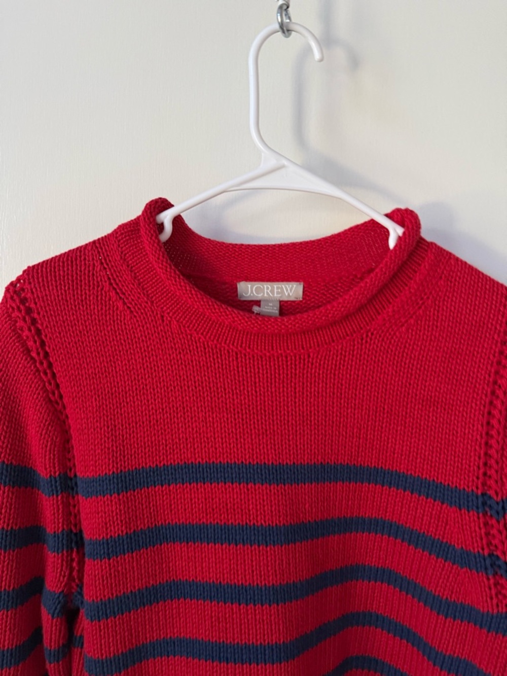 NWT J.Crew Heritage Cotton Rollneck Sweater in Red and Blue Stripe - Picture 6 of 12